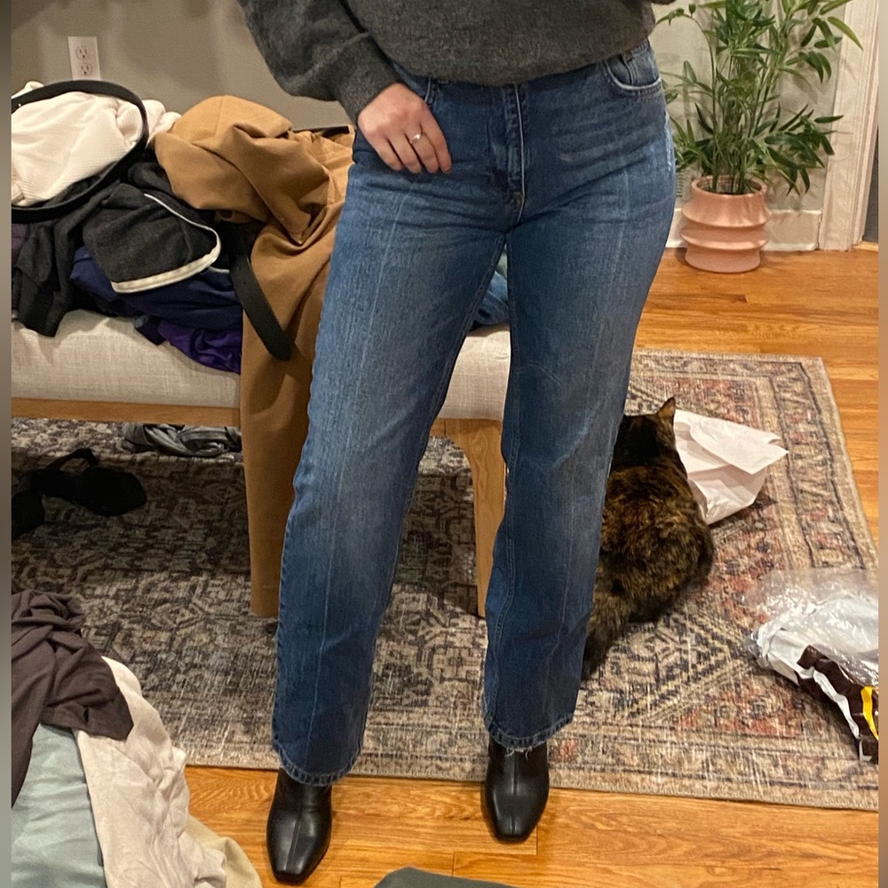 Anine Bing High Rise Straight Leg Jeans